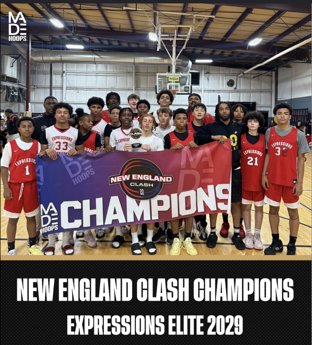Expressions Elite 2029 celebrating as MADE Hoops New England Clash champions
